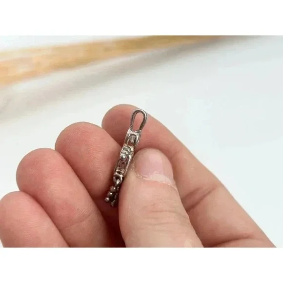 90's Sterling Vintage Tiny Dainty Pink October Birthstone Tourmaline Pendant - Picture 7 of 9